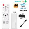 VKTECH Android 14.0 TV Stick H96 MAX Allwinner H313 Smart TV Box 2.4G 5G Wifi6 BT 4K Lettore multimediale 2GB 16GB Google Voice Remote TV Box - 2GB 16GB