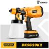 DEKO Pistola a spruzzo DEKO, spruzzatore di vernice elettrico domestico ad alta potenza 20V/220V, SENZA batteria 3 ugelli Facile spruzzatura Pulita Perfetto per principianti