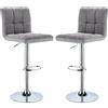 WOLTU 2 PZ/SET Sgabelli da Bar Lino Altezza Regolabile Sgabello da Bancone Sedile Imbottito Sedia da Bar Sgabelli Alti Cucina Pub Sedia da Bistrò - Grigio scuro