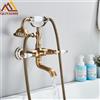 quyanre Set di rubinetti per vasca da bagno e doccia in bronzo nero retrò in ottone antico Set di rubinetti per vasca da bagno a parete con doppia manopola - Antique Brass A