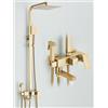 quyanre Sistema doccia spazzolato oro 4 in 1 Doccia a pioggia Miscelatore acqua calda fredda con rubinetto per bidet Rubinetto per vasca da bagno per bagno - Brushed Gold 8in
