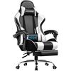GTPLAYER Sedia Gaming GTPLAYER con Massaggio, Sedia Ergonomica da Ufficio con Poggiapiedi, Poggiatesta e Cuscino Lombare - Viola