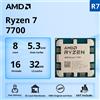 AMD Ryzen 7 7700 nuovissima CPU 5.3GHz 8 Core 16 Thread 40MB di Cache 5NM TDP 65W Socket processore di gioco AM5 con grafica -