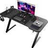 GTPLAYER Tavolo da gioco GTPLAYER, scrivania da gioco 120x60cm, tavolo da gioco per PC con superficie in fibra di carbonio/LED/presa, nero - Classic