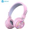 Tribit Cuffie Bluetooth per bambini iClever, luci colorate LED, limite di volume 94 dB, wireless e cavo, microfono incorporato per PC, tablet - Colore rosa