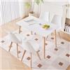 Set di 4 sedie da pranzo nordiche, set da tavolo con gambe in legno, tavolo rettangolare per sala da pranzo, cucina, ristorante, ufficio, bianco - Black Dining Sets