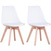 EGOONM Un set di 2 sedie da pranzo nordiche con sedile imbottito, gambe in legno, sedie da scrivania per sala da pranzo, camera da letto, balcone, ristorante, bianco - White