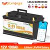 FLLYROWER FLLYROWTH 12V 100Ah LiFePo4 Batteria al litio 100A BMS per RV Barca Motore Inverter Solare Eolico Off-Road Off-grid LiFePO4 Batter