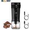 rouny Macchina per caffè espresso portatile Mini caffettiera da viaggio USB per zaino in spalla da campeggio all'aperto per auto, leggera - Black