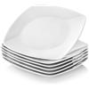 MALACASA Set di piatti piani in porcellana quadrata bianca da 6/12 pezzi Piatto da dessert Insalata Frutta Manzo Piatto piatto (23.5 * 23.5 * 2 cm) - Dessert Plate