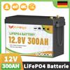 FLLYROWER 12V 300Ah LiFePO4 Batteria al litio con 200A BMS Cicli profondi di energia per camper fuoristrada Sistema solare Barca camper