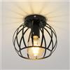 Tealight Plafoniera vintage con montaggio semi-incasso, lampada da soffitto nera, paralume a gabbia con supporto E27 (lampadina non inclusa)