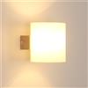 DELIPOP Lampada da parete per interni in legno E27, lampada da parete per camera da letto dal design moderno, lampada da parete con paralume in vetro per cucina, soggiorno (senza lampadina) -