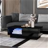 Other Tavolino basso moderno 95x55x32 cm, tavolino rettangolare luminoso a LED con contenitore, mobili da soggiorno in nero. -