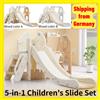 Comanlai Set di diapositive per bambini 5 in 1 con altalena, scivolo, struttura da arrampicata, spazio di archiviazione, canestro da basket, scivolo oscillante per interni - Mixed color A