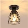 Tealight Plafoniera industriale dal design vintage nero, lampada a sospensione in metallo E27, paralume da soffitto per camera da letto (lampadina non inclusa) -