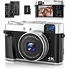 Bytelike Fotocamera digitale 4K 48MP UHD Camera 16X Zoom digitale fotocamera compatta con cruscotto rotante e mirino scheda da 32GB -