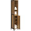 SoBuy BZR62-PF bagno Mensola da bagno armadio alto armadio da bagno mobili da bagno con 3 scomparti aperti e 1 anta vintage BHT CA: 30X168X28 cm - Brown
