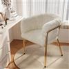 Sedia per il tempo libero di lusso leggera, piedini in metallo con pattini antiscivolo, adatta al soggiorno, finta pelliccia di coniglio, beige - Beige