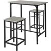 SoBuy OGT10 set tavolo da bar tavolo da bistrot in 3 pezzi con 2 sedie tavolo da pranzo gruppo posti - Madera Oscura