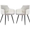 2 set sedie da pranzo con braccioli, ergonomicamente imbottite, beige moderno -