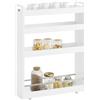 SoBuy NSR01 scaffale di nicchia con ripiano da cucina a 4 piani con ruote carrello da bagno carrello per auto ordine Bianco BHT ca. :18x82x60 cm