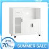 SoBuy FSB78 Credenza su Rullo Carrello da cucina Armadio microonde Armadio da cucina Carrello portaoggetti Armadio Cassettiera da cucina Bianco