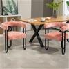 LVHOM Comode sedie da pranzo 2 set, rivestimento in velluto, design con schienale rotondo cavo - Sedie per sala da pranzo e soggiorno - Colore rosa