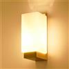 Tealight Lampada da parete in legno e vetro in stile nordico, base E27, design minimalista per camera da letto, soggiorno e scala (lampadina non inclusa) -
