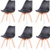 EGOONM Set di 4/6 sedie da pranzo medievali nordiche sedile imbottito in PU gambe in legno di faggio sedie da scrivania per sala da pranzo camera da letto balcone ristorante - 4pcs Black