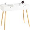 SoBuy FWT40-WN scrivania con 2 cassetti tavolo da computer scrivania per bambini tavolo da ufficio, Bianco/natura BHT CA: 90x77x45 cm - BIANCO