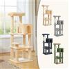 PEQULTI Albero per gatti a 5 livelli Torre per gatti da 113 cm con posatoio superiore, condominio morbido, tiragraffi in sisal naturale, pompon attraente, kit anti-ribaltamento, amaca - AMT0110DGY-S