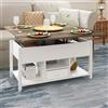 YITAHOME Tavolino da caffè sollevabile bianco e grigio - Convertibile 4 in 1 con cassetti portaoggetti per soggiorno/sala da pranzo - BIANCO