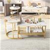WoodenAura Set tavolino moderno, tavolini rotondi rettangolari, struttura in metallo MDF marmo, tavolo da tè per balcone soggiorno - Oro