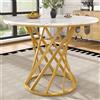 Tavolo da pranzo rotondo 80 × 80 × 76 cm per 4 persone Gambe da tavolo in metallo adatte per tavolo Piano tavolo in marmo placcato MDF - Golden + White