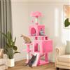 YITAHOME Albero per gatti rosa da 137 cm - 2 pali in sisal, grotte e amaca con giocattoli per gatti di grandi dimensioni - Colore rosa