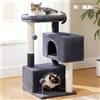 PEQULTI Albero per gatti da 80 cm Torre per gatti a 3 livelli persico superiore staccabile, divertente palla a molla e comodi condomini doppi - Perfetto per gattini da interni - AMT0237BG
