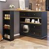 Other Isola cucina con 4 cassetti 1 anta Tavolo da pranzo girevole buffet ° con ripiani e bicchieri, nero, 125-181 × 39 × cm - Black