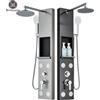 MYQualife Pannello doccia nero con portaoggetti Set di rubinetti per doccia a pioggia SPA Massaggio per vasca da bagno Colonna per doccia Miscelatore a doppia maniglia Torre - 7004 Brushed Nickel