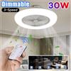 Ventilatore da soffitto 2 in 1 Lampada a LED Telecomando Dimmerabile infinitamente Base E27 Rumore inferiore Muto Luce decorativa a LED Lampadario silenzioso -