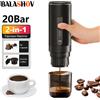 BALASHOV Macchina per caffè espresso elettrica wireless 2 in 1 per auto e casa Caffettiera portatile da campeggio Caffettiera da viaggio in polvere per capsule - Black