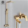 MYQualife Rubinetto per doccia da bagno dorato Sistema doccia a pioggia a parete Bagno Ruota beccuccio per vasca con doccetta - Polished Golden