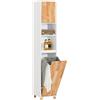 SoBuy BZR74-W armadio alto da bagno con borsa per la biancheria pieghevole armadio da bagno scaffale da bagno armadio per lavanderia cassettiera per lavanderia mobili da bagno - BIANCO
