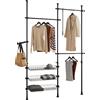 SoBuy FRG34 Sistema di scaffalature con 3 abiti Bar e 3 cestelli Sistema di guardaroba telescopico Sistema di ordine regolabile - Black