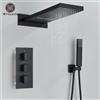 MYQualife Set doccia termostatico a pioggia/cascata Bagno Rubinetto per doccia a 3 vie con montaggio a parete Doccia incorporata Miscelatore per vasca da bagno - Matte Black