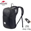 Naturehike zaino da uomo 170g borsa a tracolla ultraleggera donna borsa da uomo borsa pieghevole impermeabile 25L zaino da viaggio escursionismo Daypack - Black