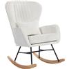 HOMCOM Poltrona a dondolo, sedia a dondolo con cuscino, seduta imbottita, schienale alto, 67 x 88 x 104 cm, bianco | Aosom Italy