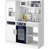 AIYAPLAY Set Cucina Giocattolo in Legno con Fornello con Luci e Suoni, Lavello con Circolo d'Acqua e Accessori, Bianco | Aosom Italy