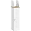 kleankin Mobile Bagno Porta Carta Igienica Salvaspazio con Armadietto e Mensola Regolabile, 18x20x80 cm, Bianco | Aosom Italy