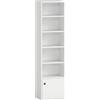 HOMCOM Libreria a 5 livelli con ripiani aperti e anta 40x30x156 cm Bianco | Aosom Italy